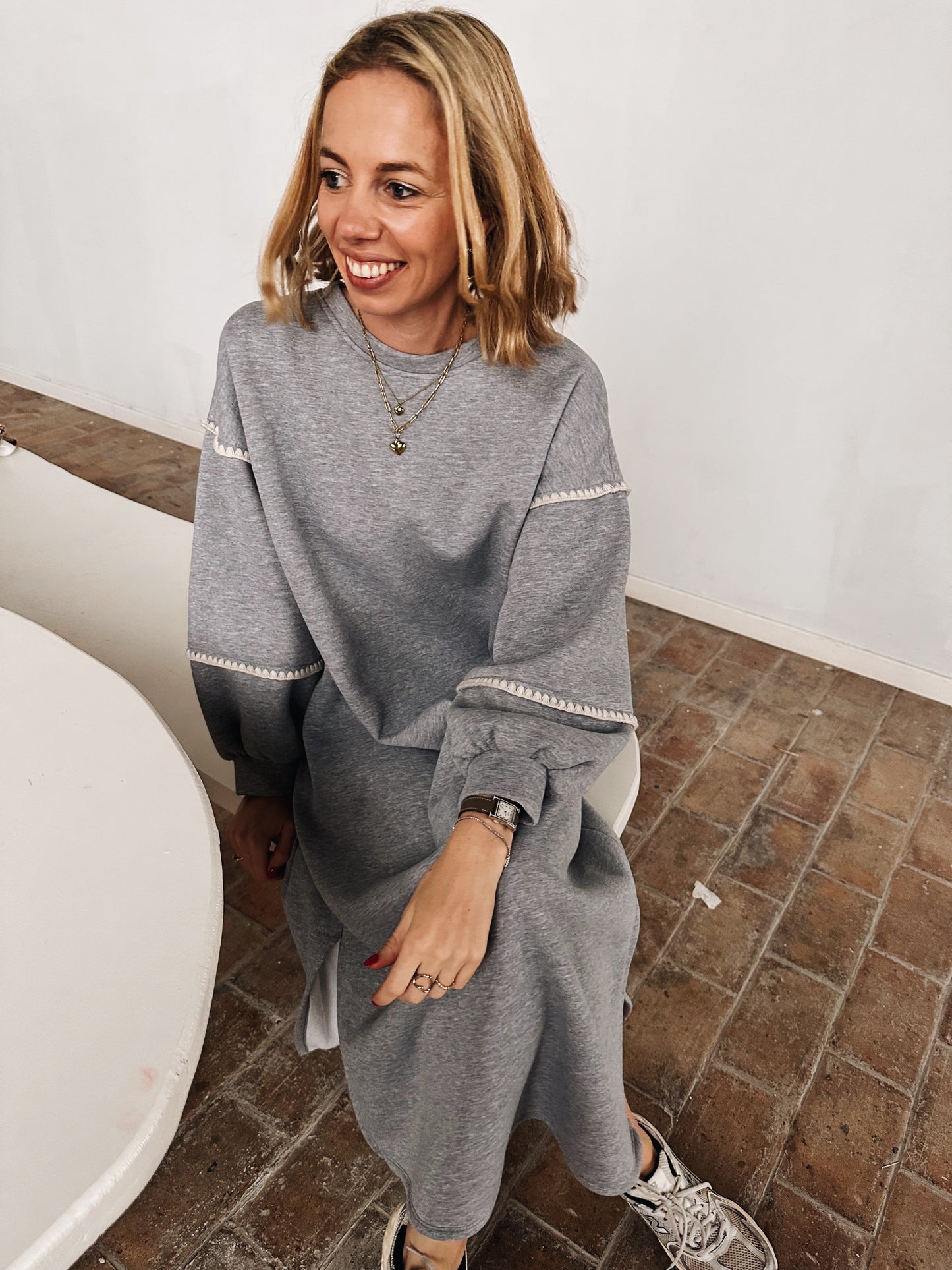 Emmy sweaterjurk grijs