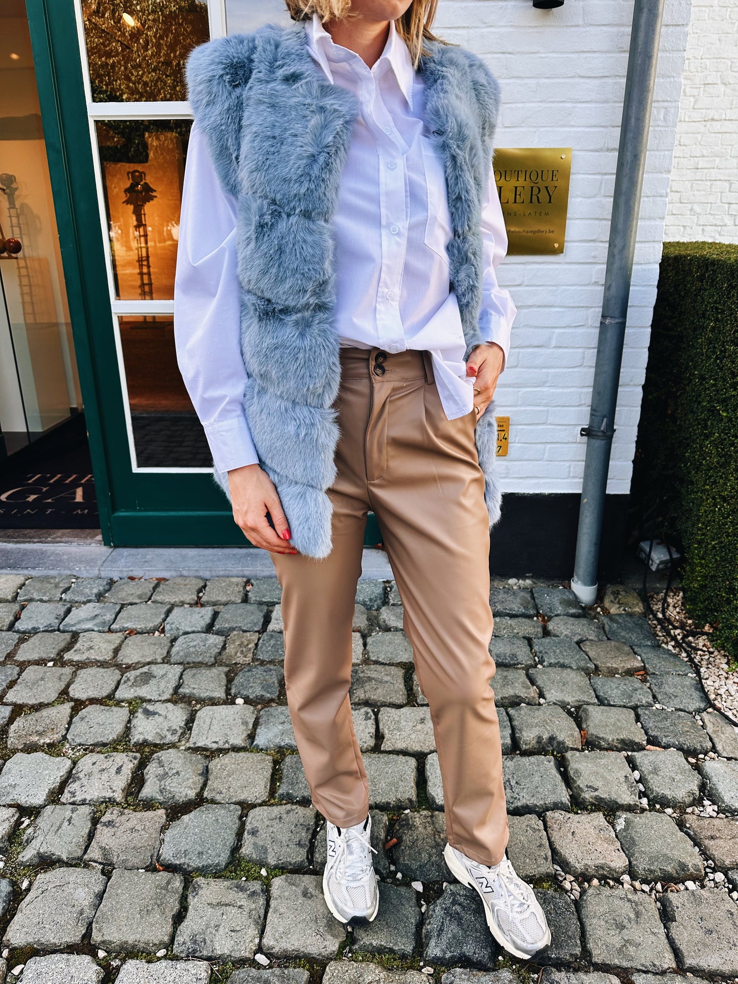 Jessica lederen broek beige