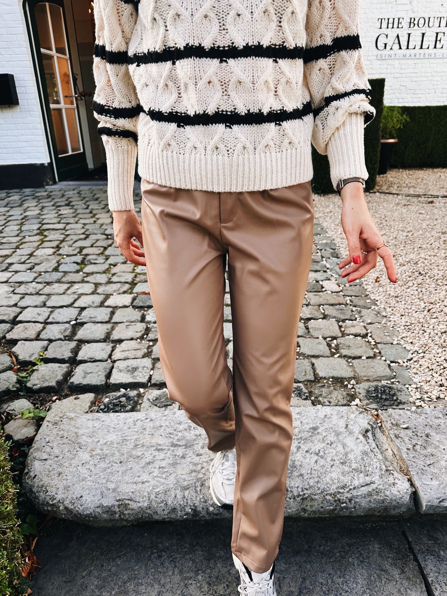 Jessica lederen broek beige