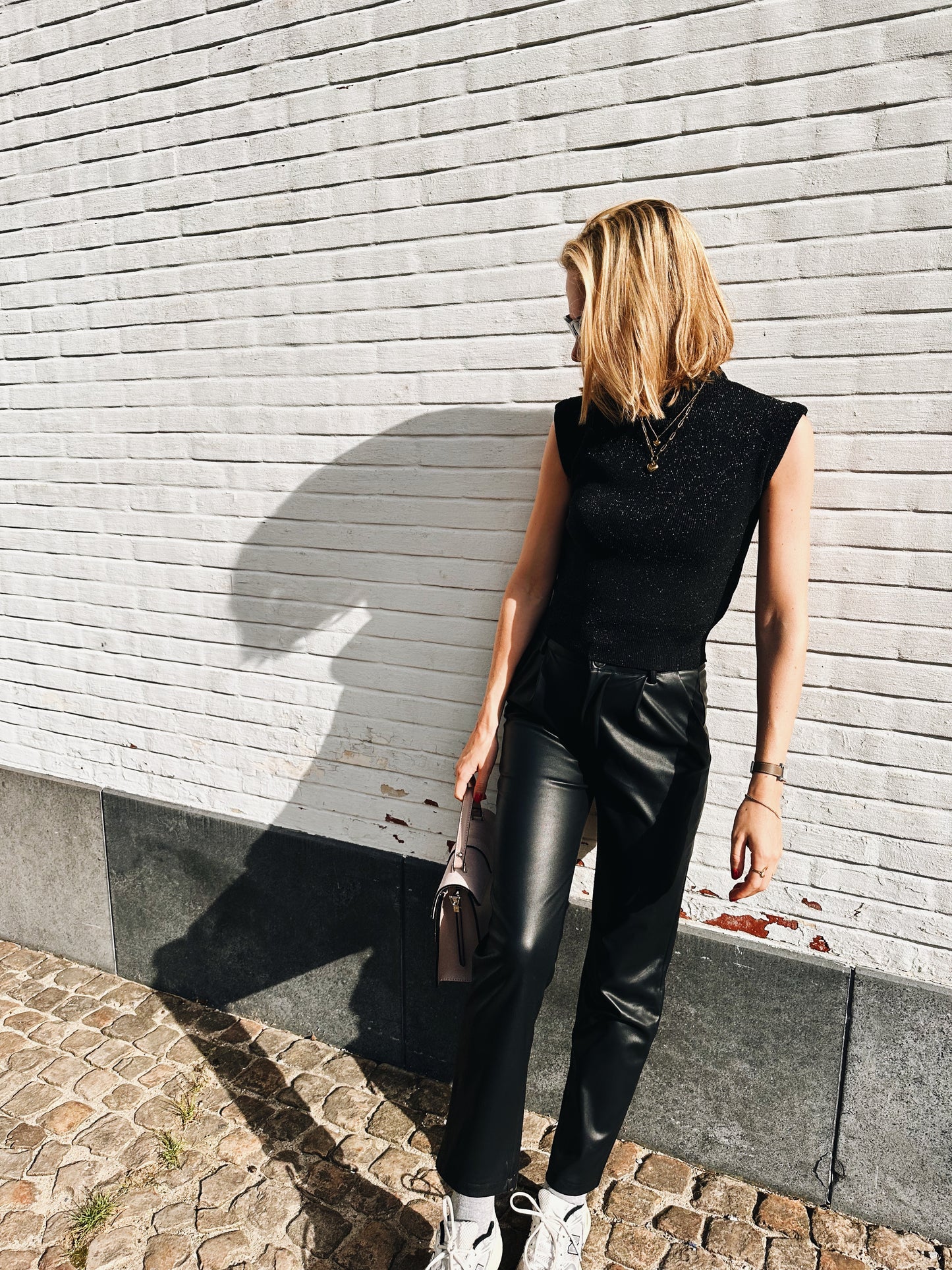 Jessica lederen broek zwart