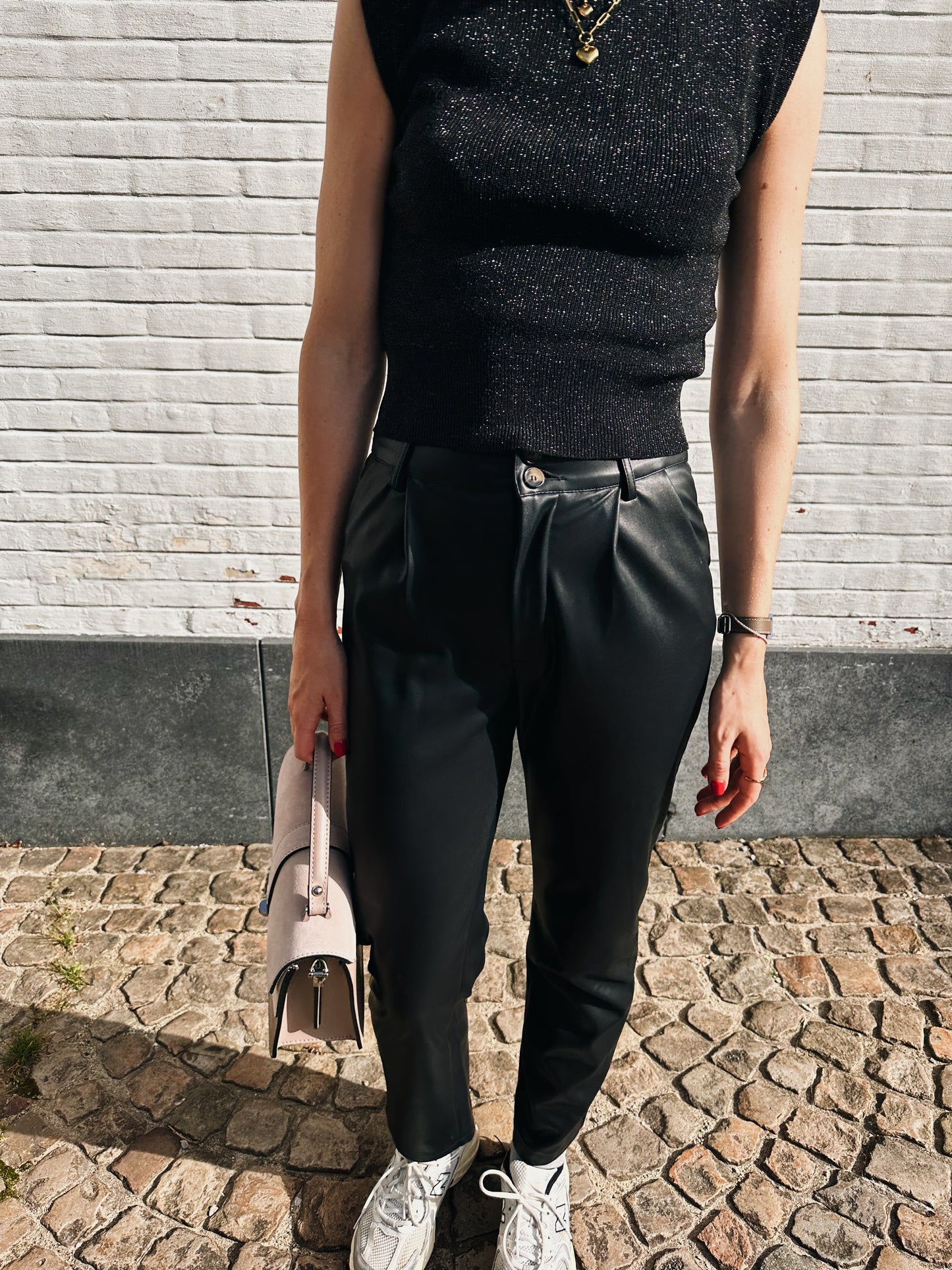 Jessica lederen broek zwart