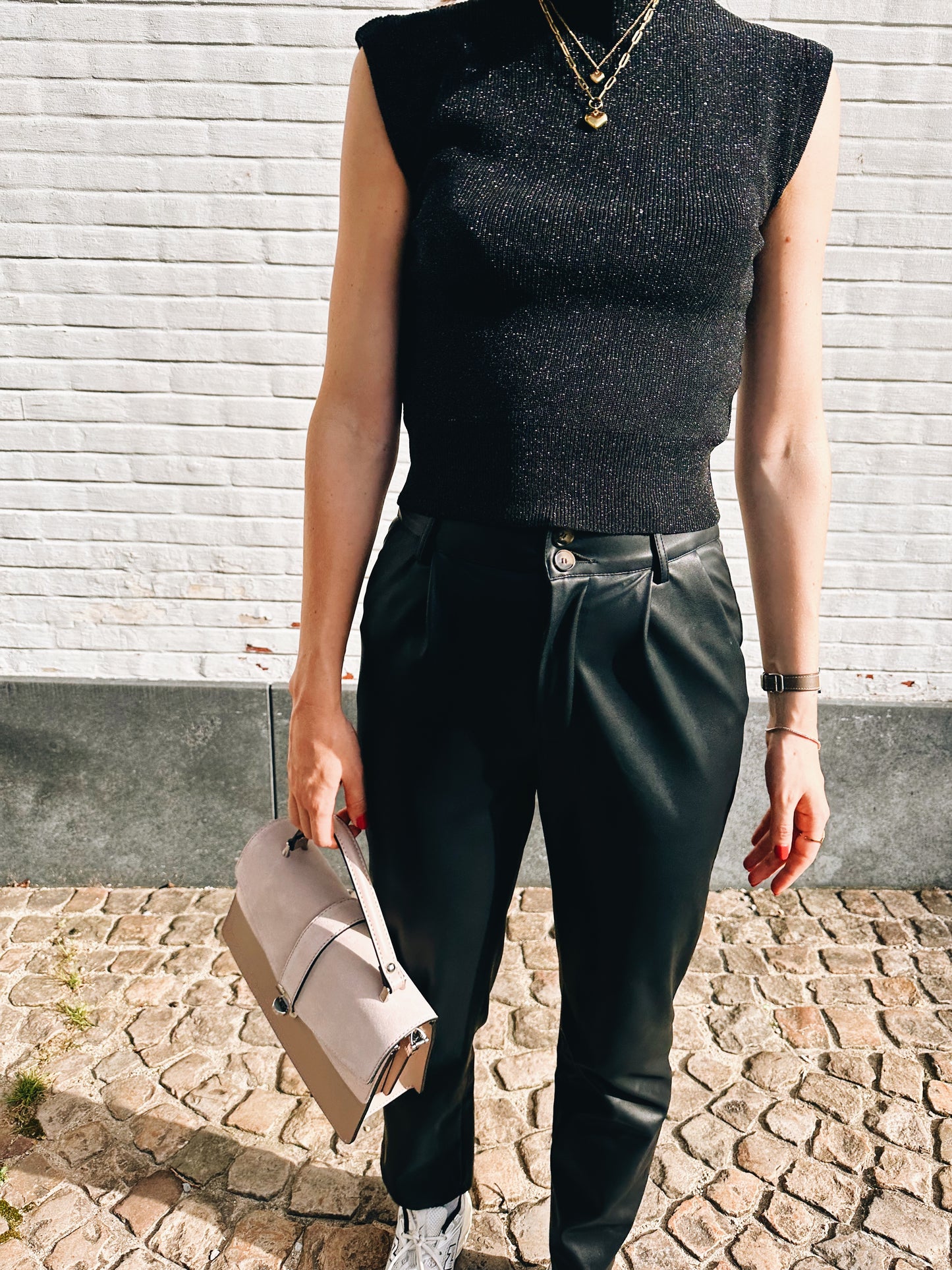 Jessica lederen broek zwart
