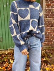 Liese trui blauw hartjes