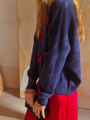 Nina trui blauw met strikjes