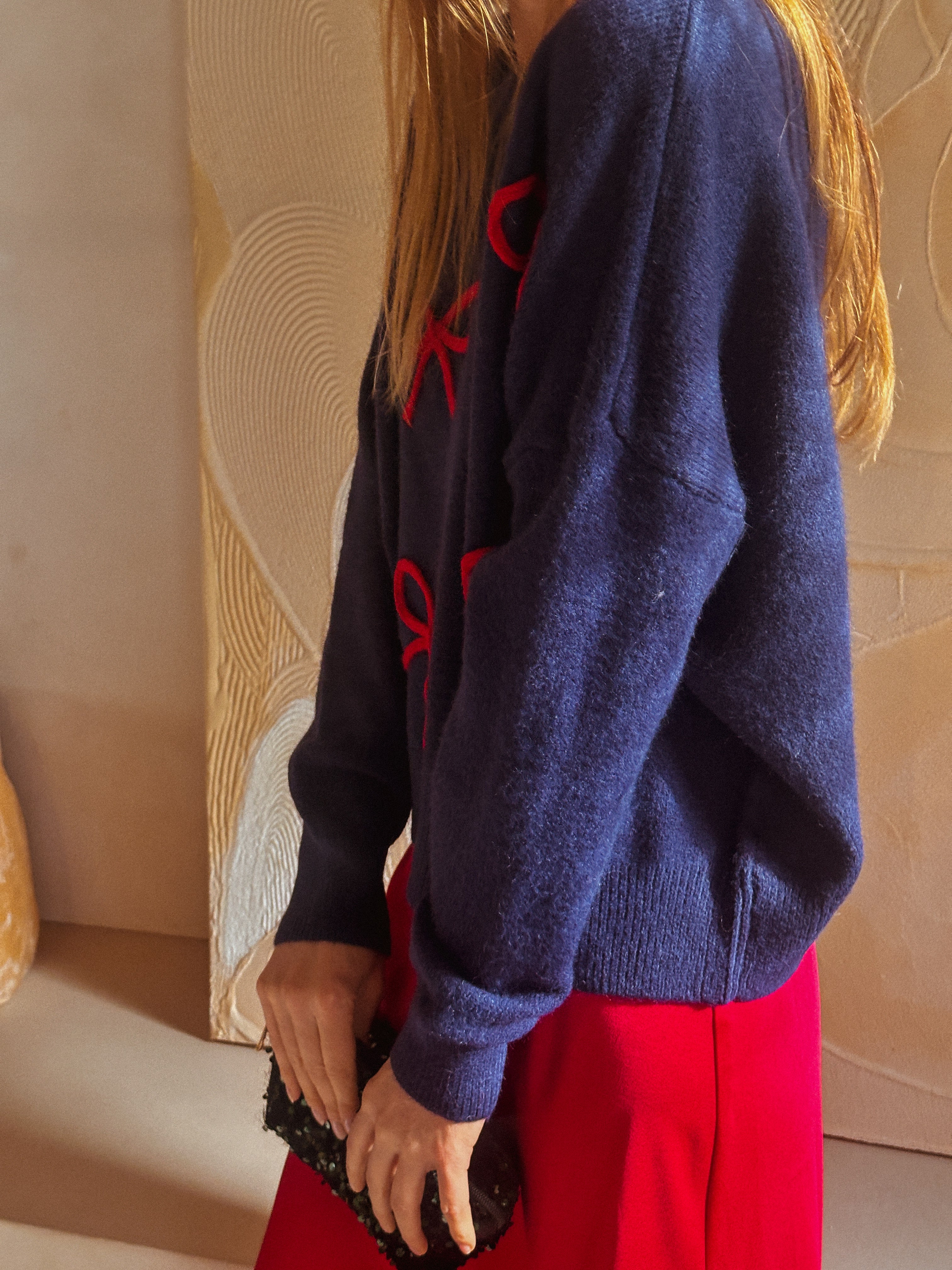 Nina trui blauw met strikjes