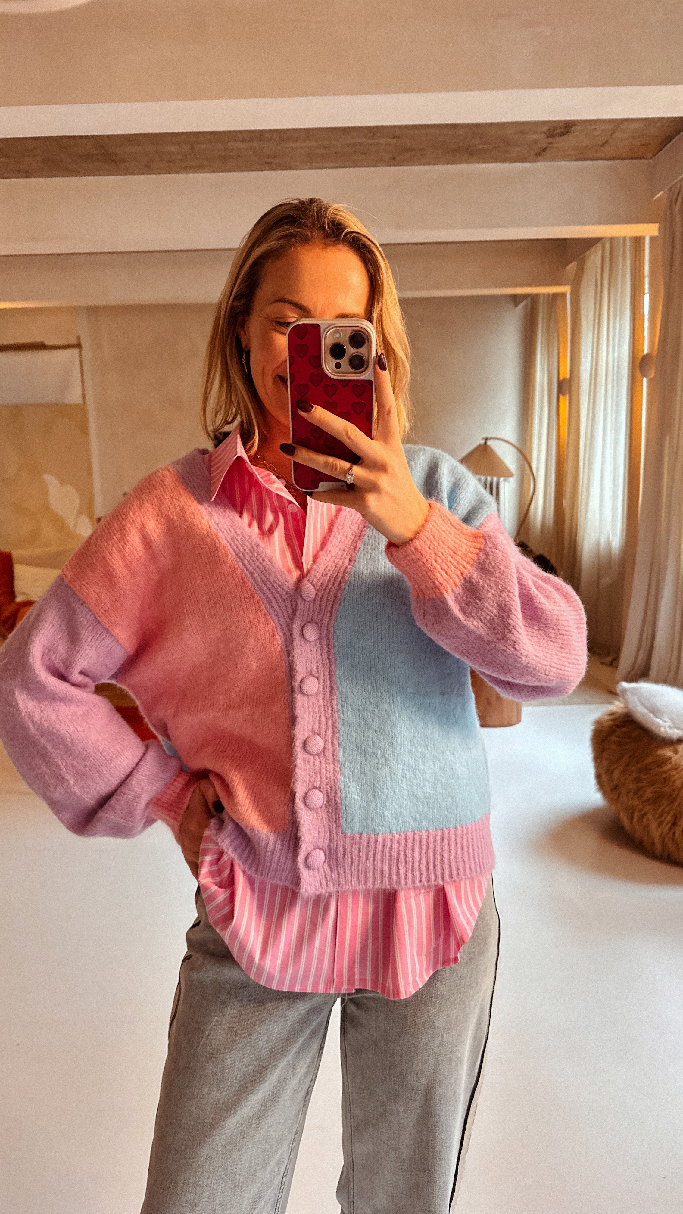 Sammie gilet roze/blauw/lila