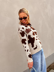 Babs gilet bruin/ecru gevlekt