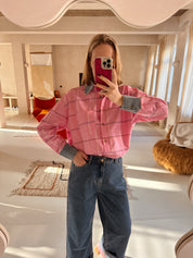 Fiona blouse roze geruit