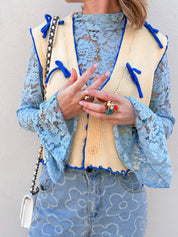Carla kanten top blauw