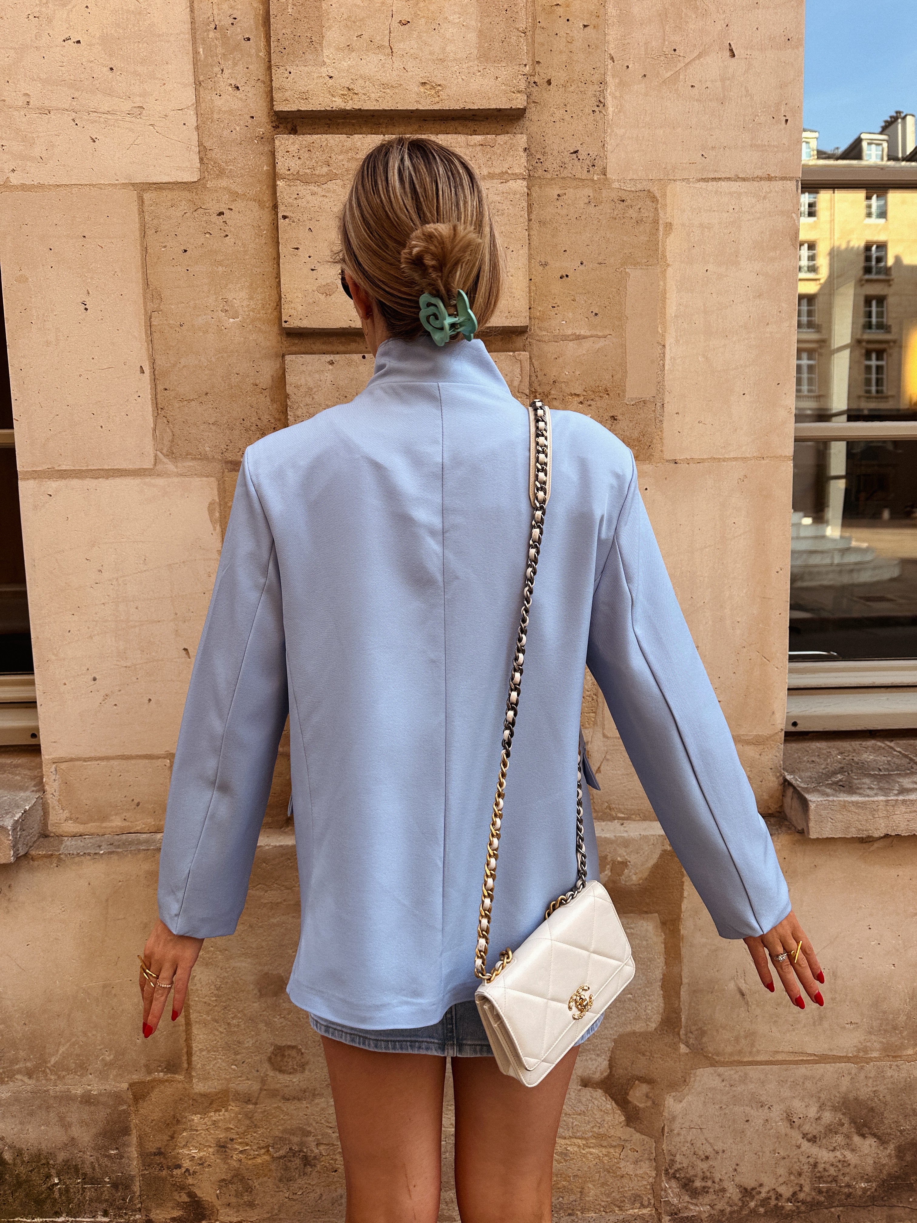 Emma wrap blazer lichtblauw