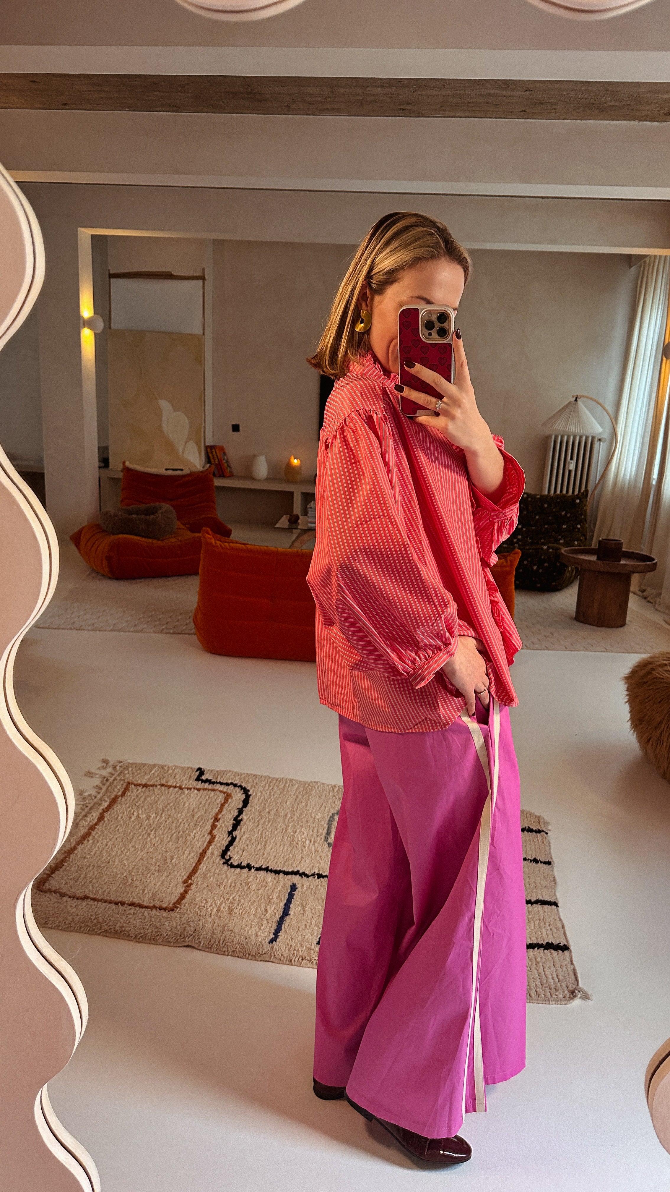 Léonore blouse roze gestreept