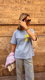 T-shirt Soleil blauw/geel