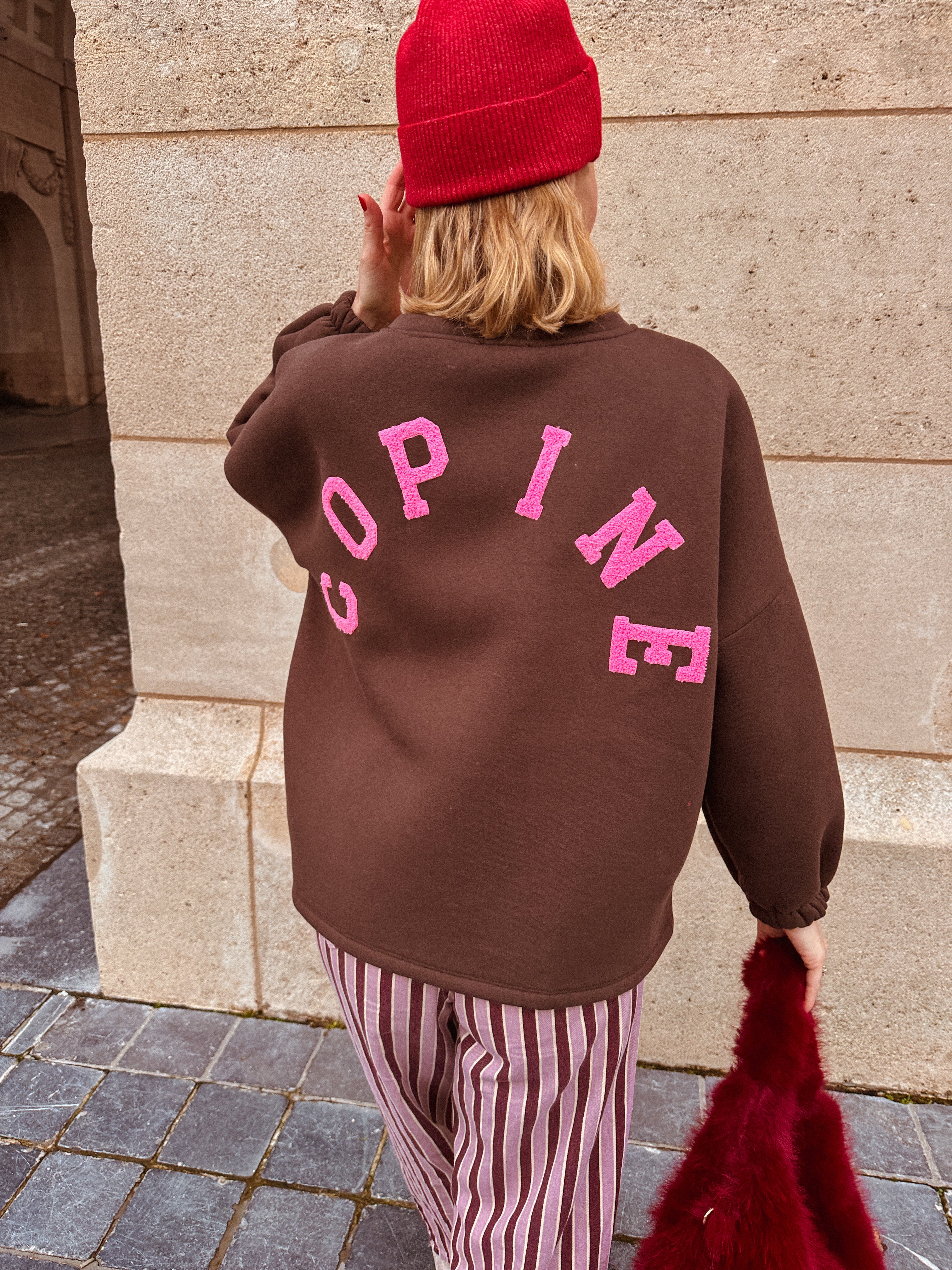 Copine sweater bruin/roze