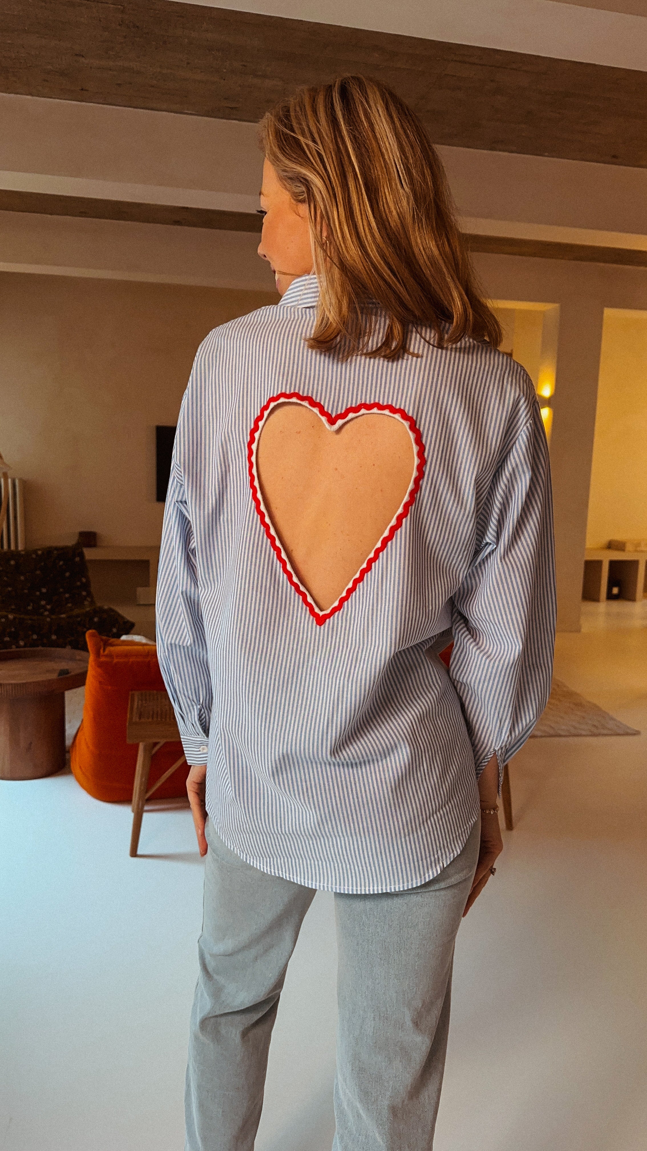 Heart blouse blauw