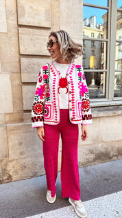 Fuchsia gehaakte broek
