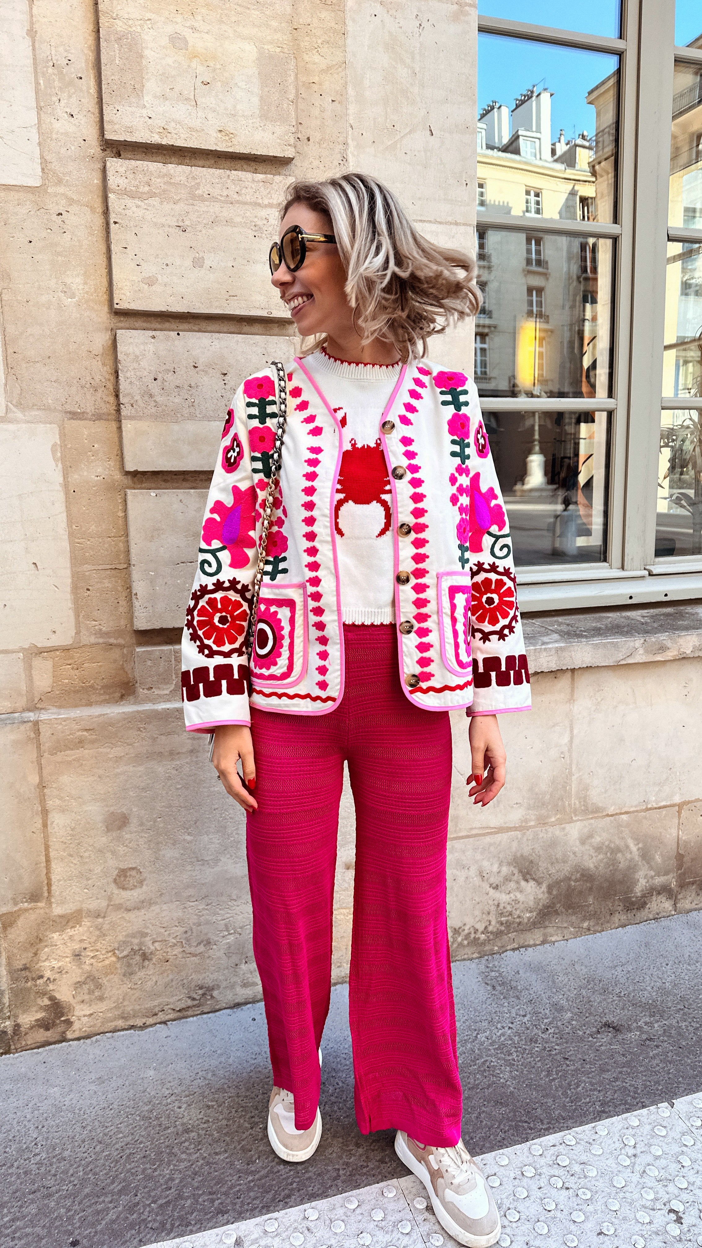 Fuchsia gehaakte broek