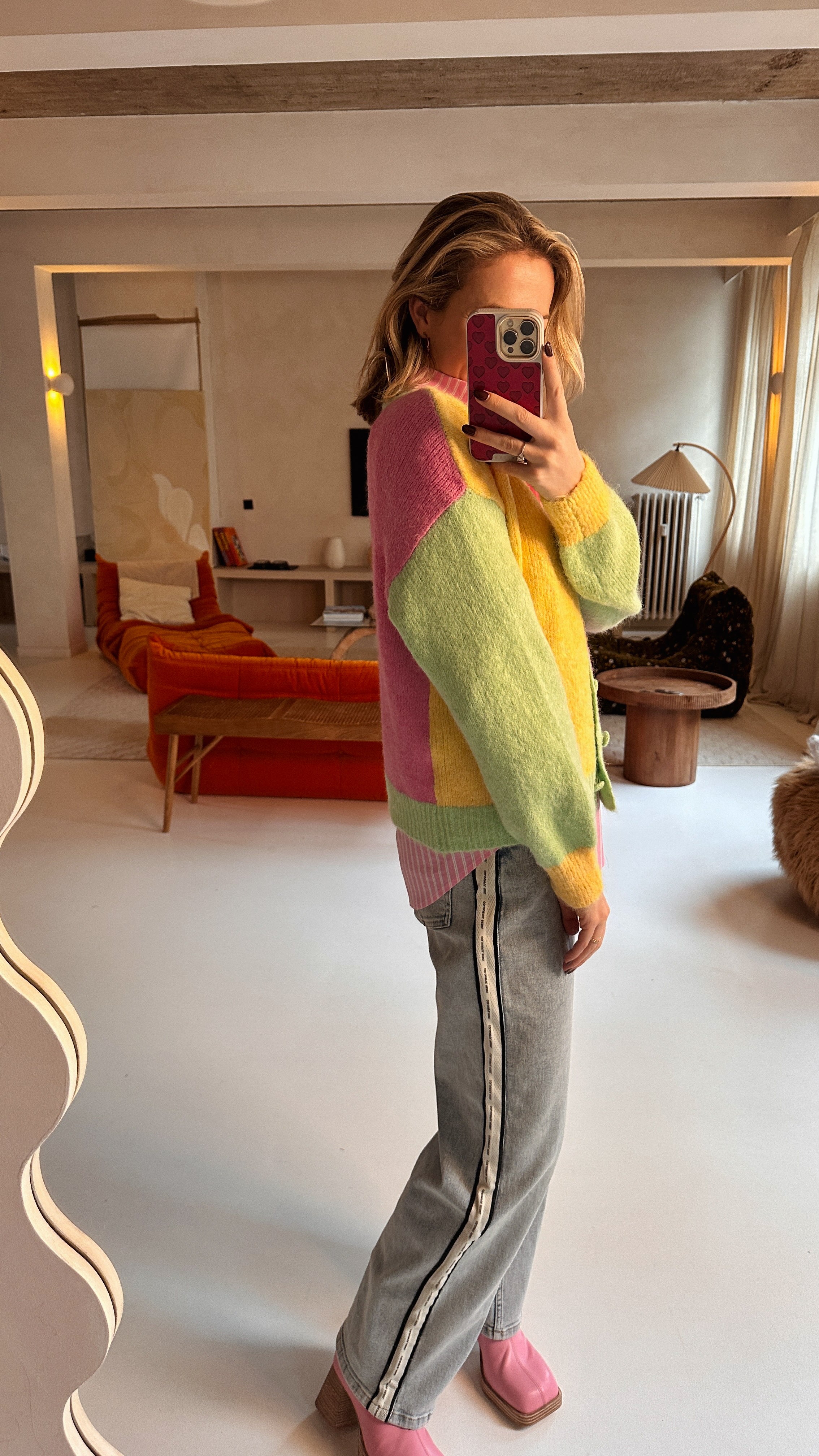 Sammie gilet geel/fuchsia/groen
