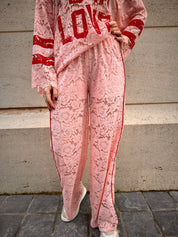 Tess kanten broek roze