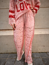 Tess kanten broek roze