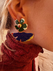 Oorbellen blauw/groen