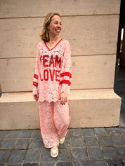 Tess kanten Blouse roze