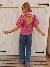 Jane stripe balloon sleeve blouse