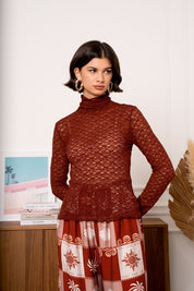 Olivia bordeaux kanten top