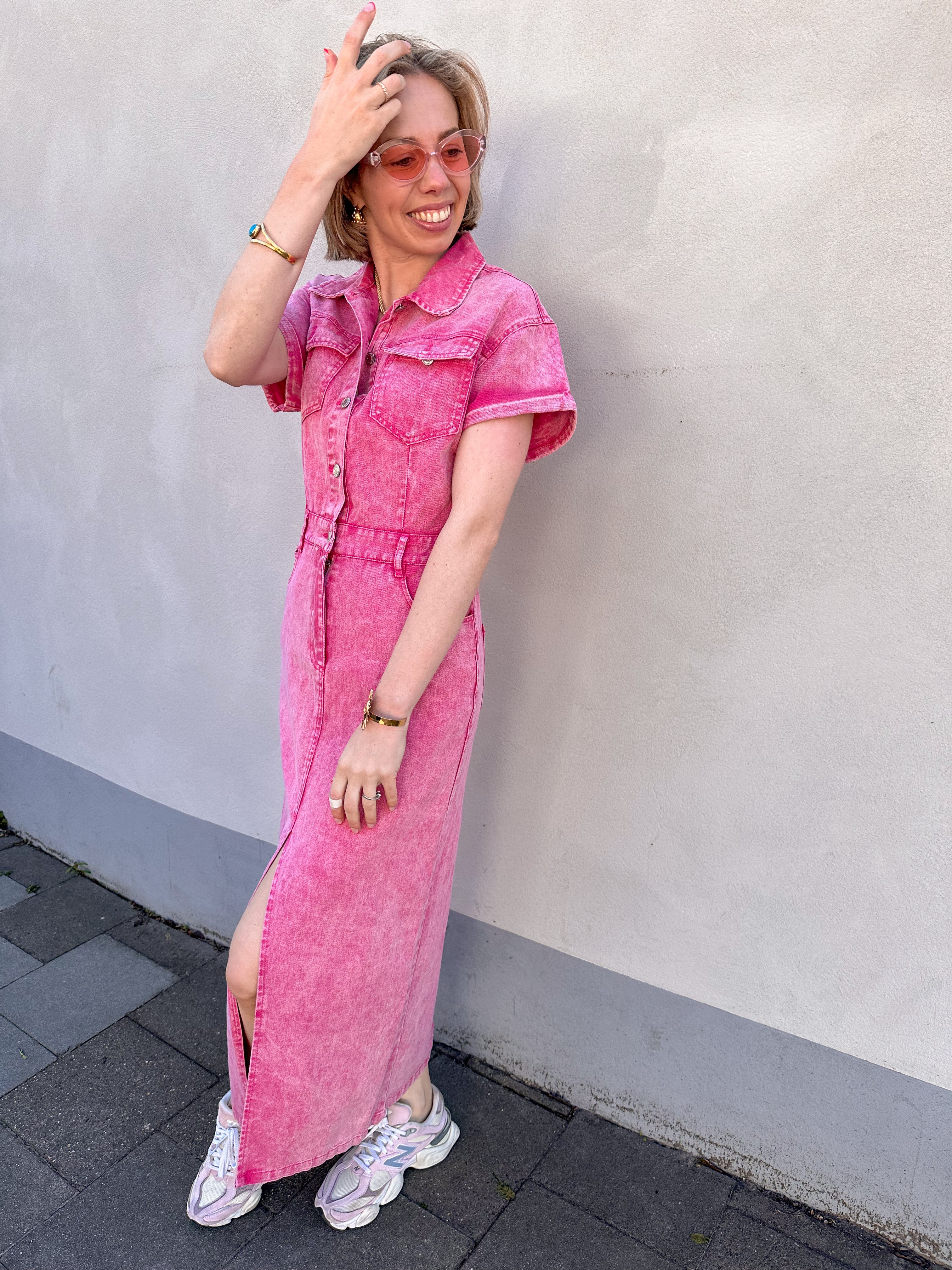 Reeva jeanskleed roze