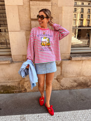 Colette longsleeve tee roze/blauw