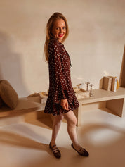 Amélie jurk bruin polka