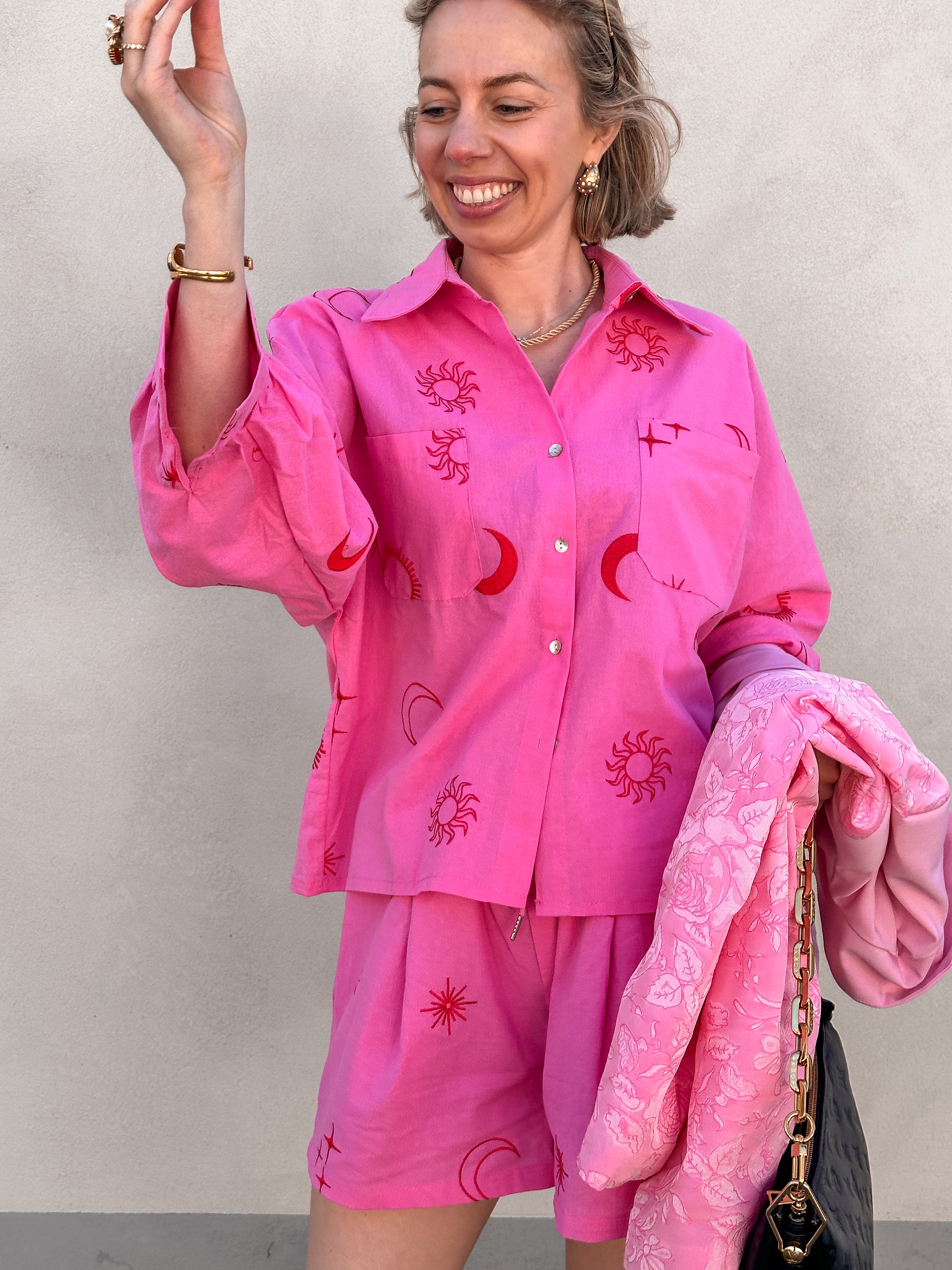 Zohra setje roze/rood