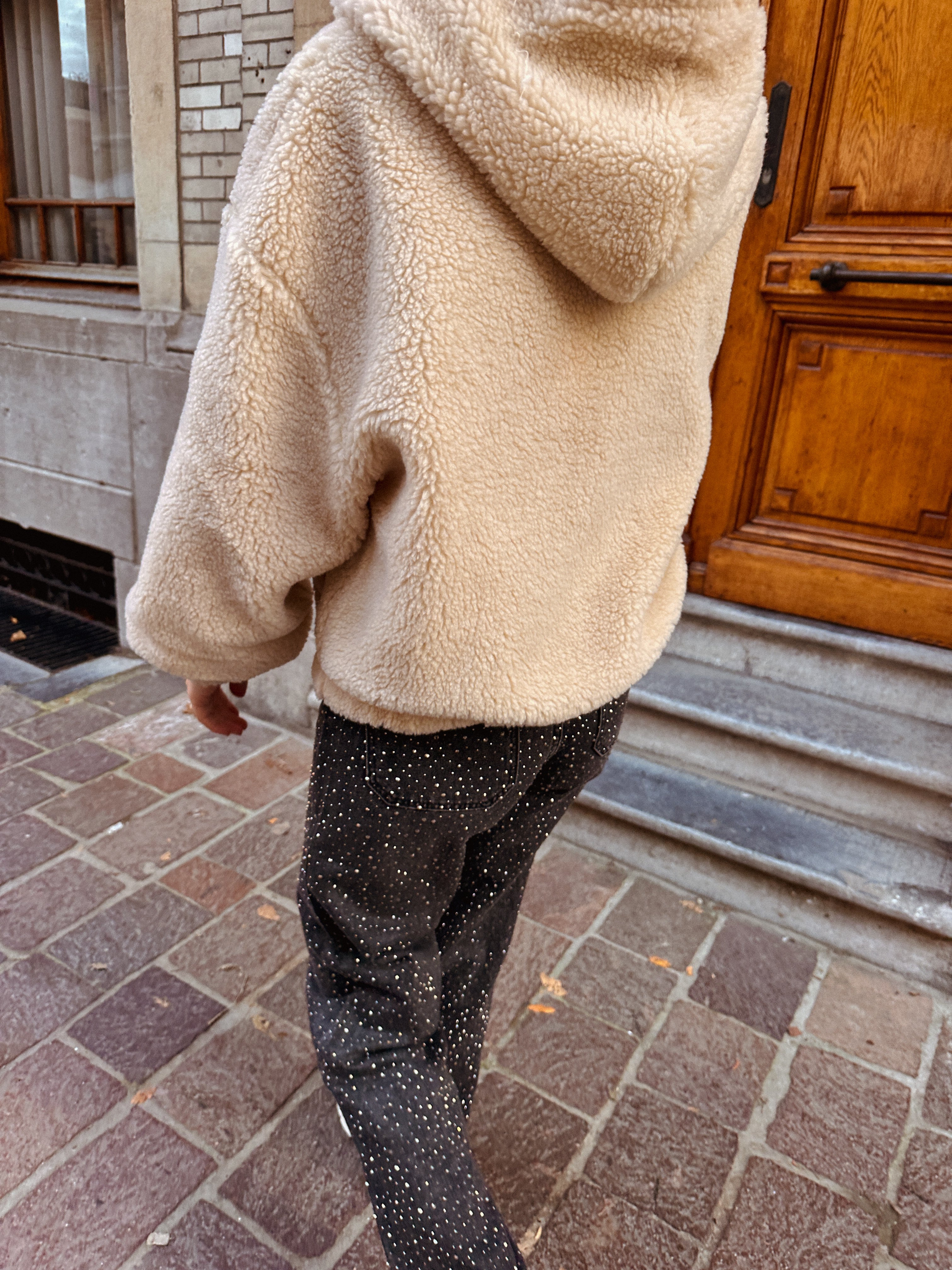 Smiley teddy gilet beige