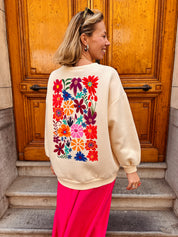 Azura sweater ecru gebloemd