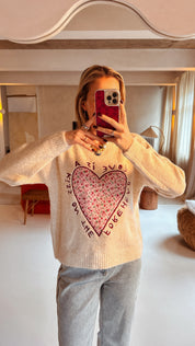 Estée trui heart ecru