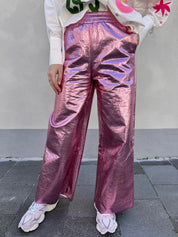 Tina metallic broek roze