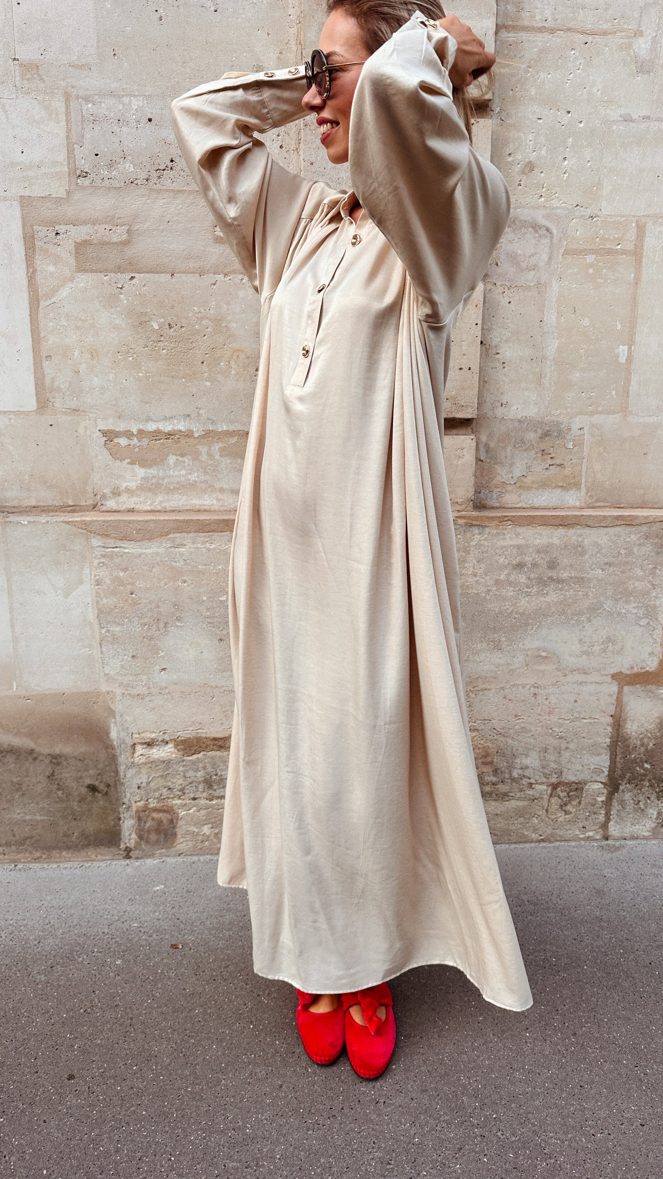 Fenna maxi jurk beige