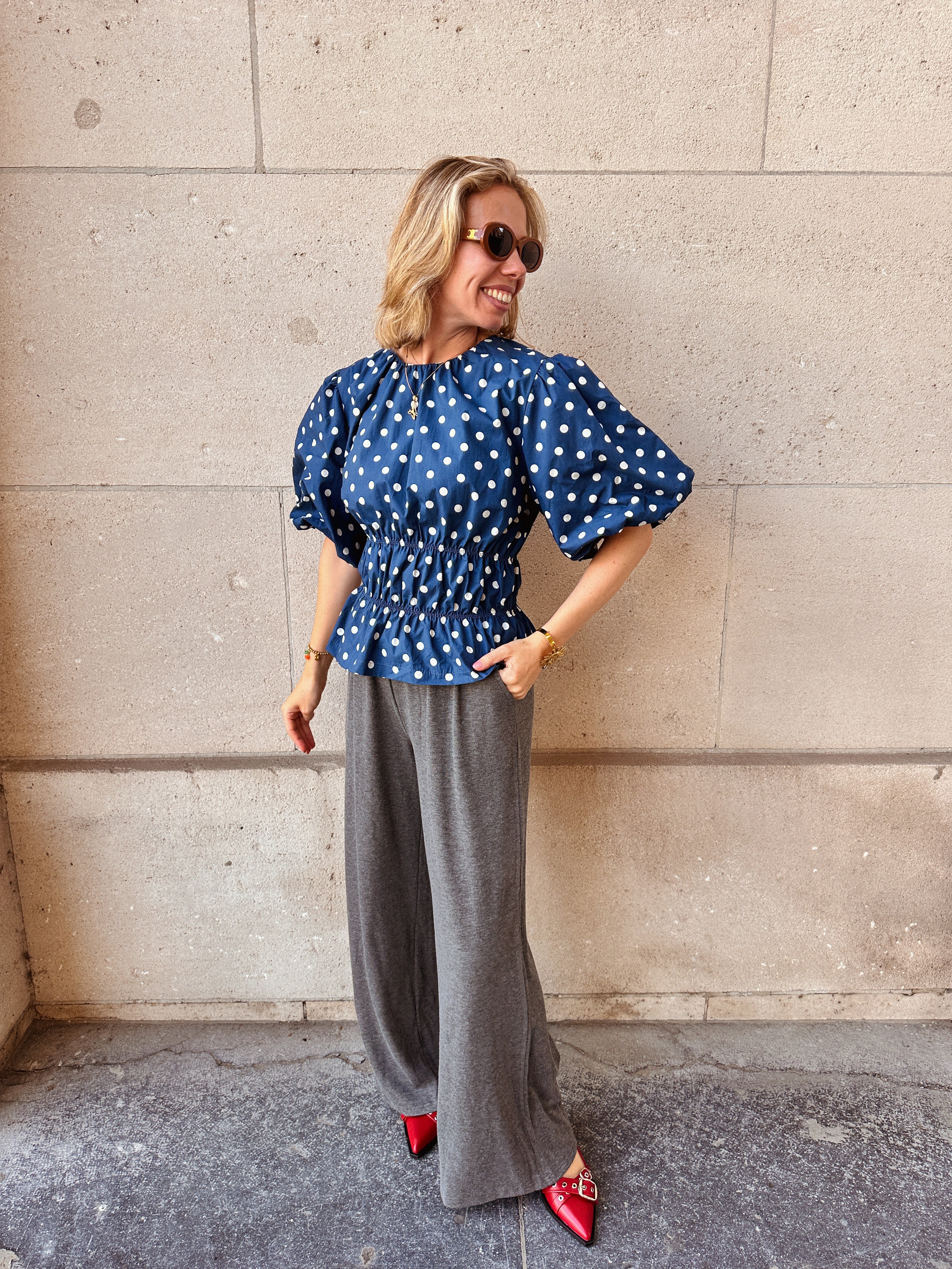 Jovie polka dot blouse blauw
