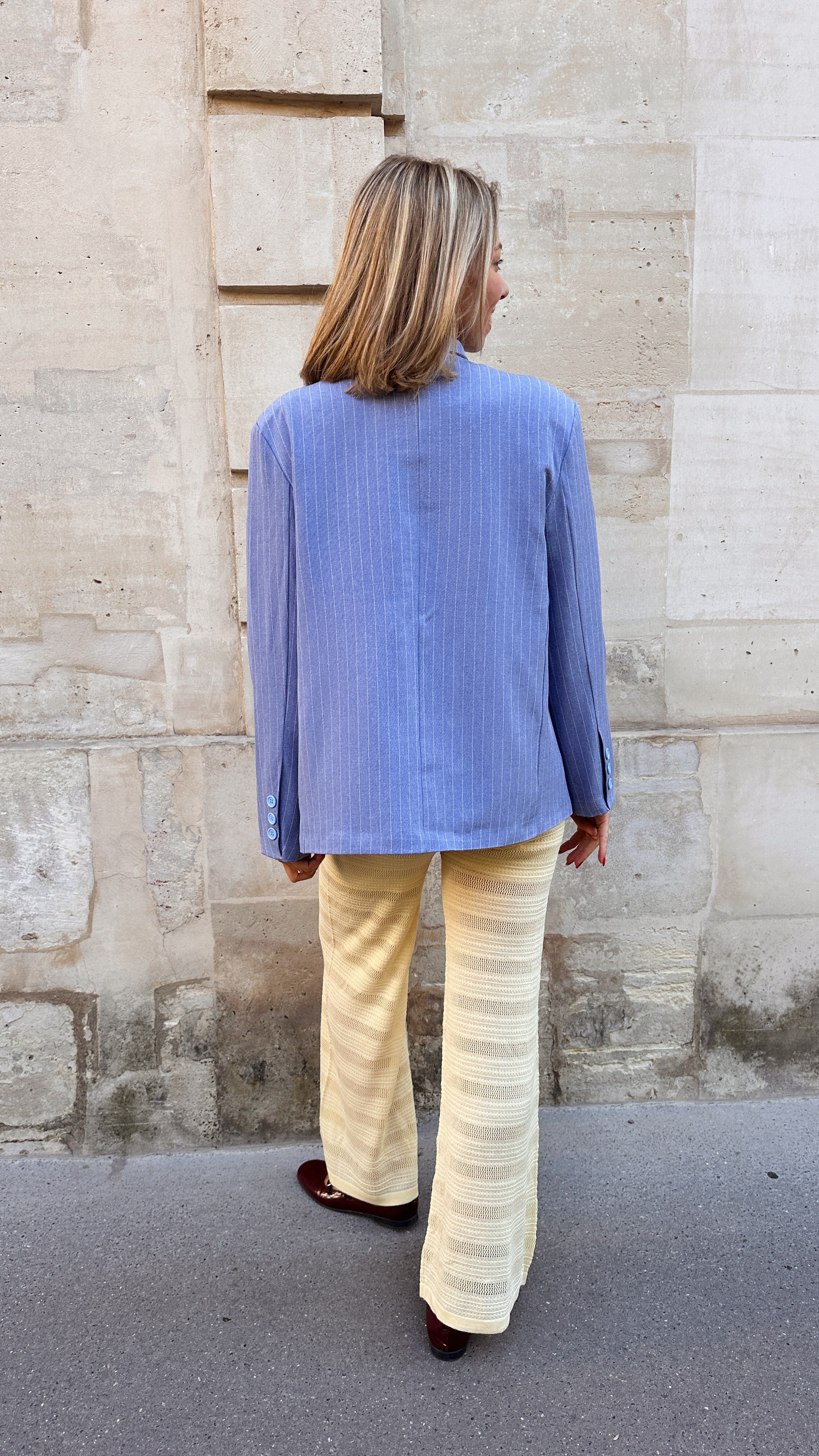 Zena wrap blazer denim blauw