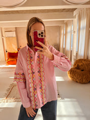 Stella blouse roze/wit gestreept