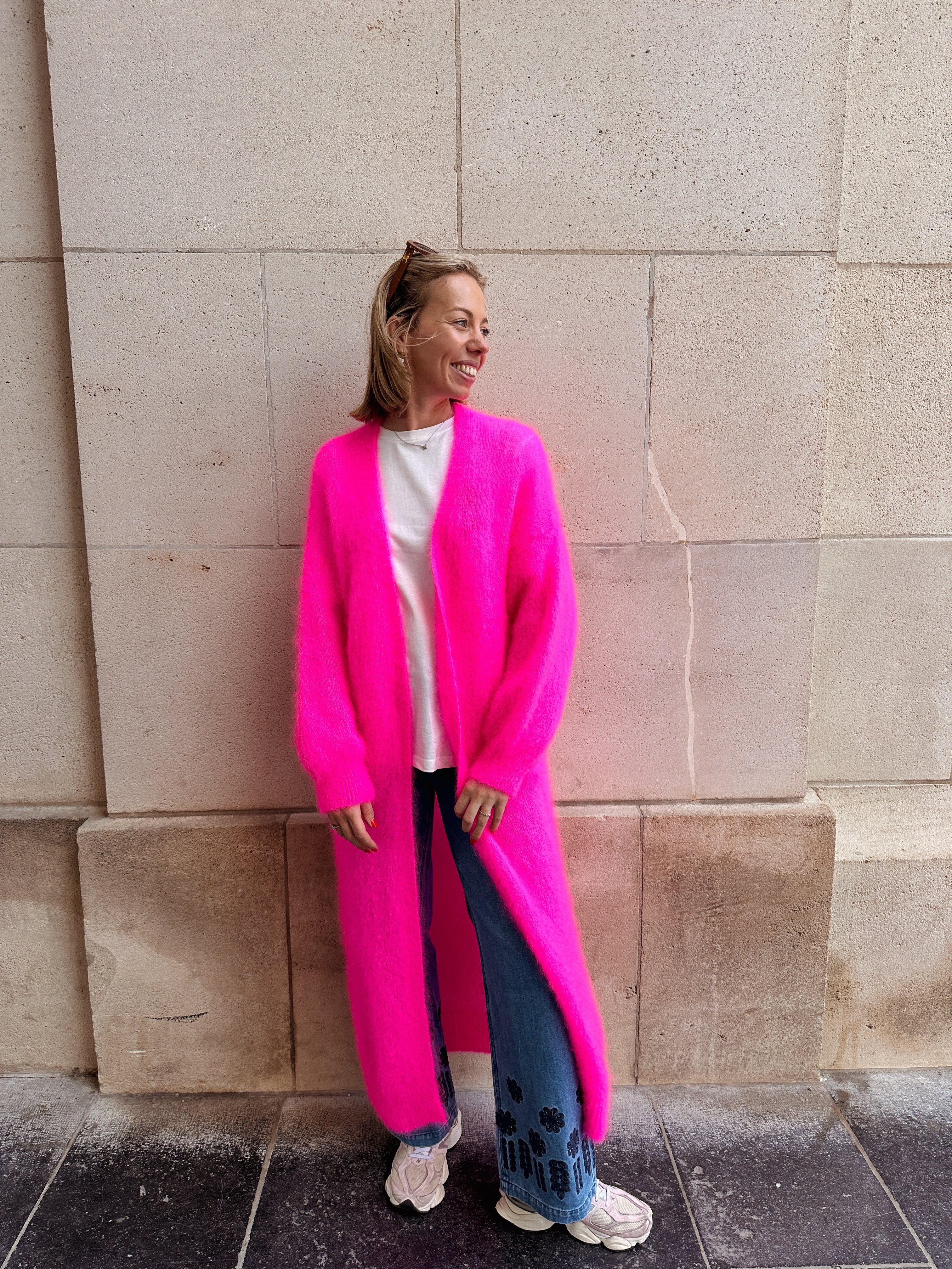 Ayla lange cardigan roze
