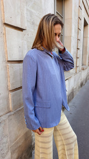 Zena wrap blazer denim blauw