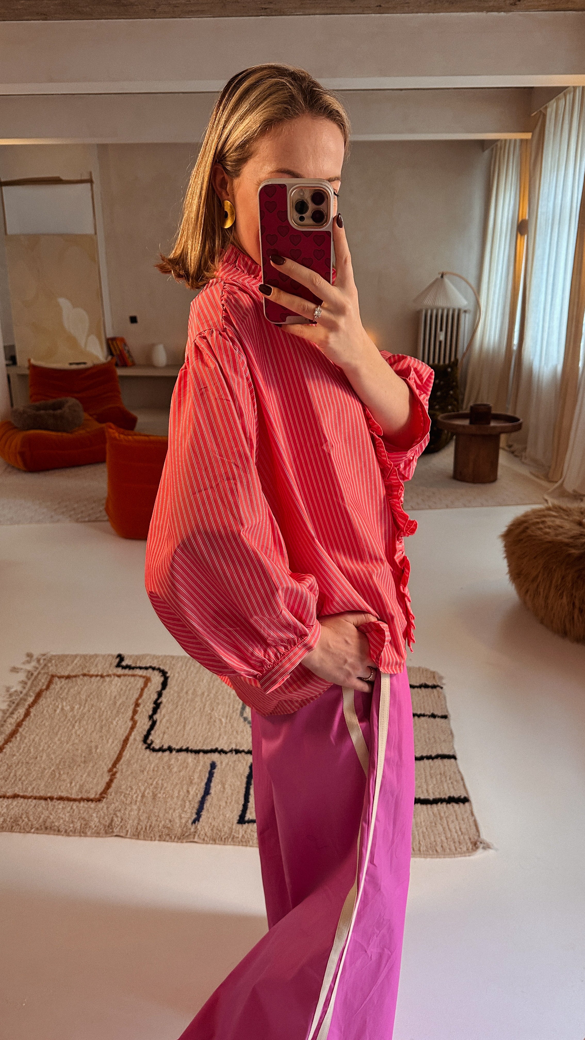 Léonore blouse roze gestreept