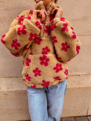 Maja fleece beige gebloemd