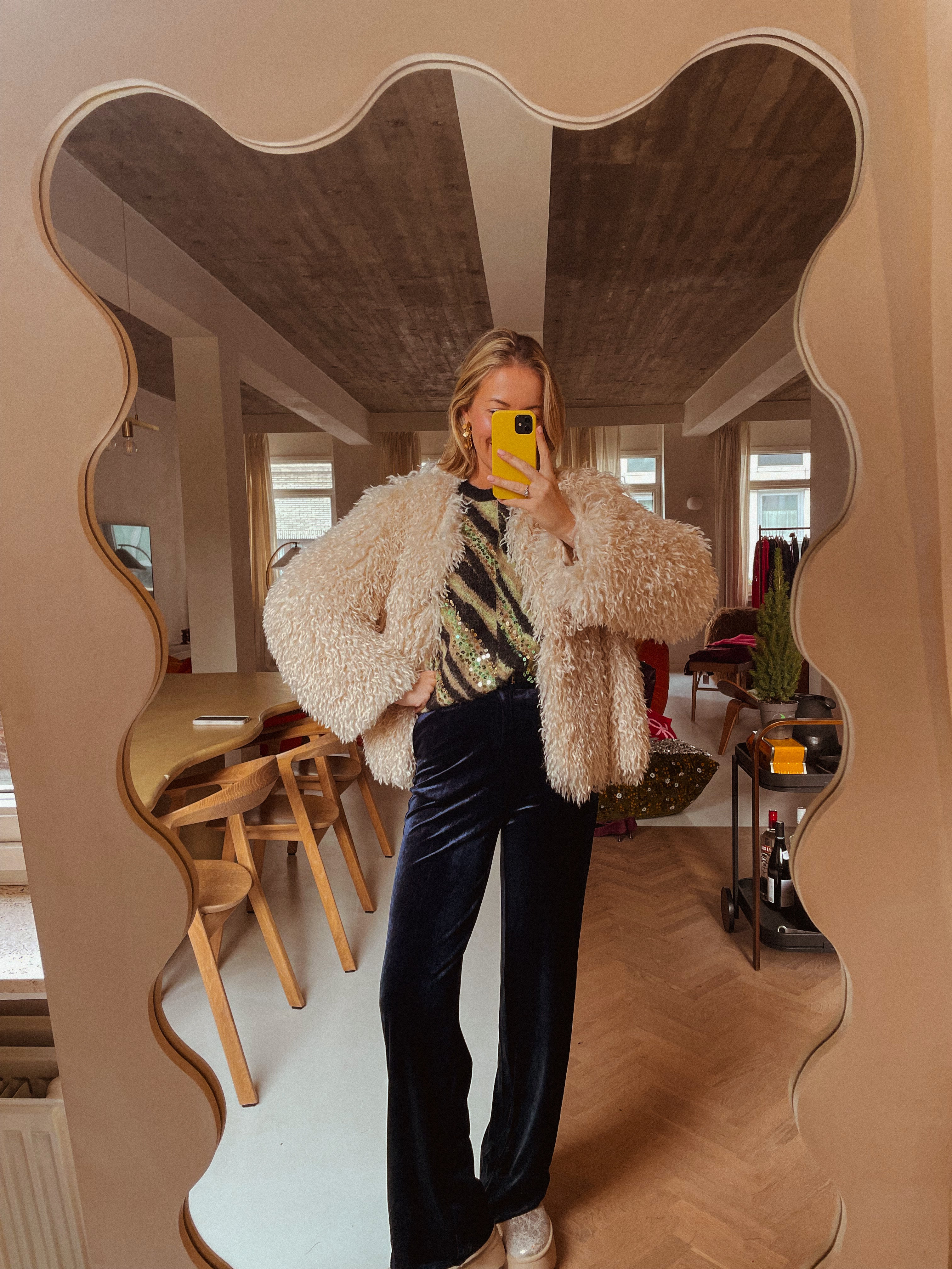 Camille velvet broek blauw