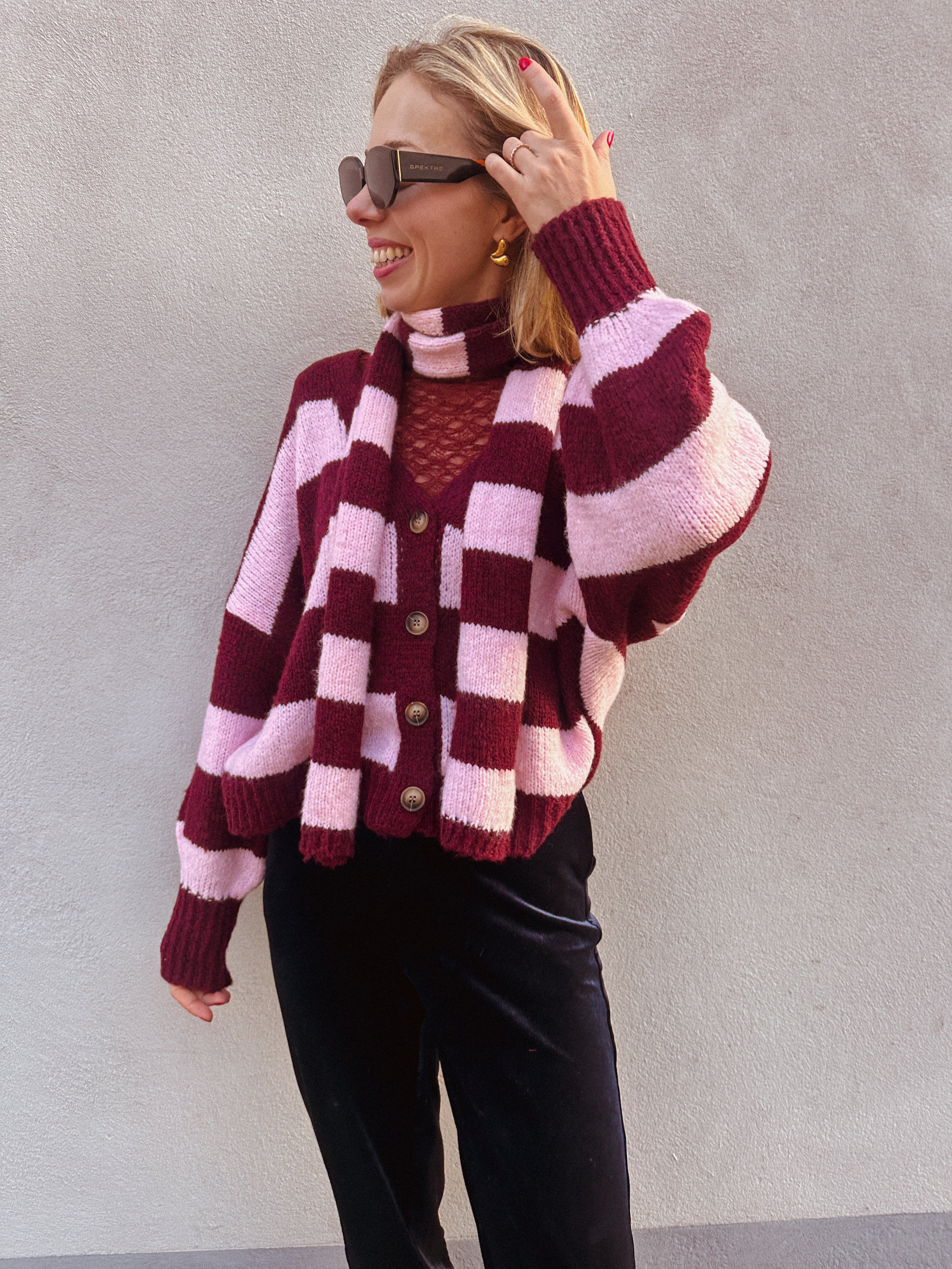 Noena gilet gestreept met sjaal