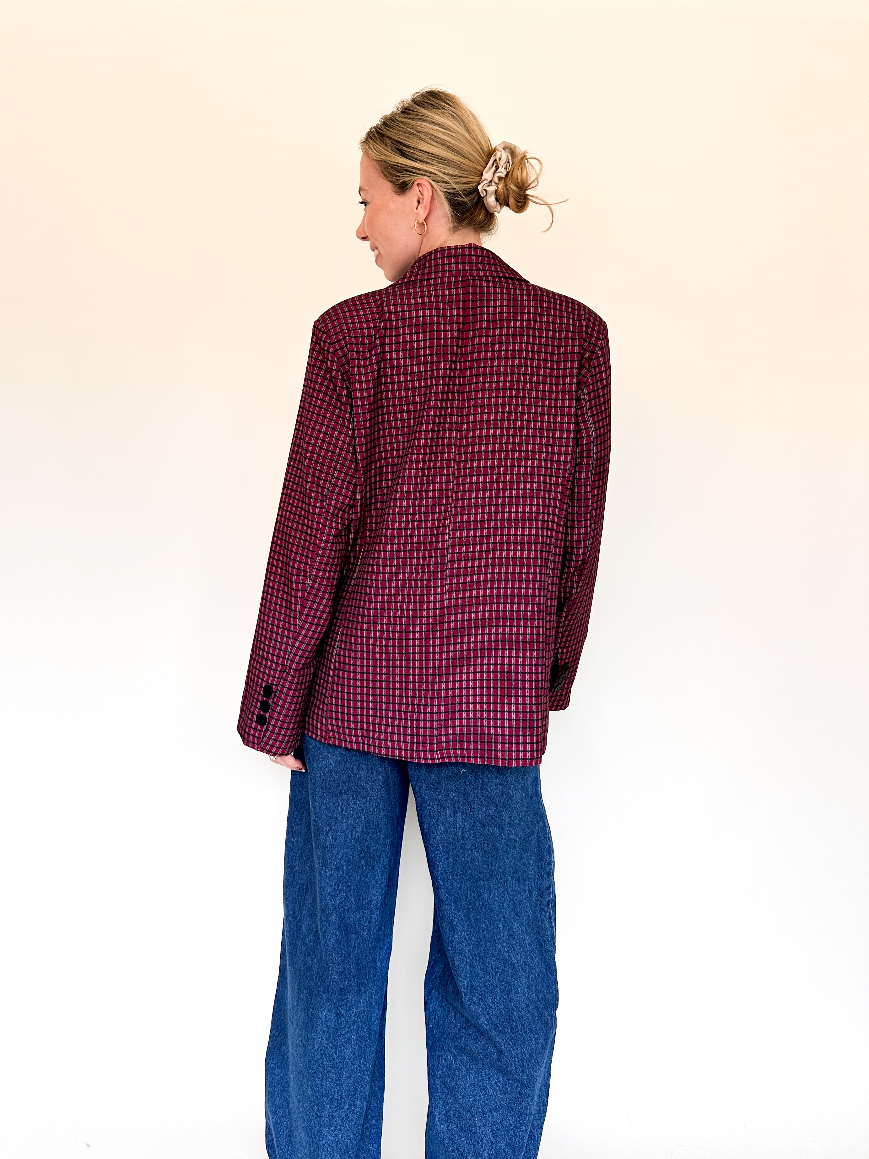Lina blazer geruit burgundy
