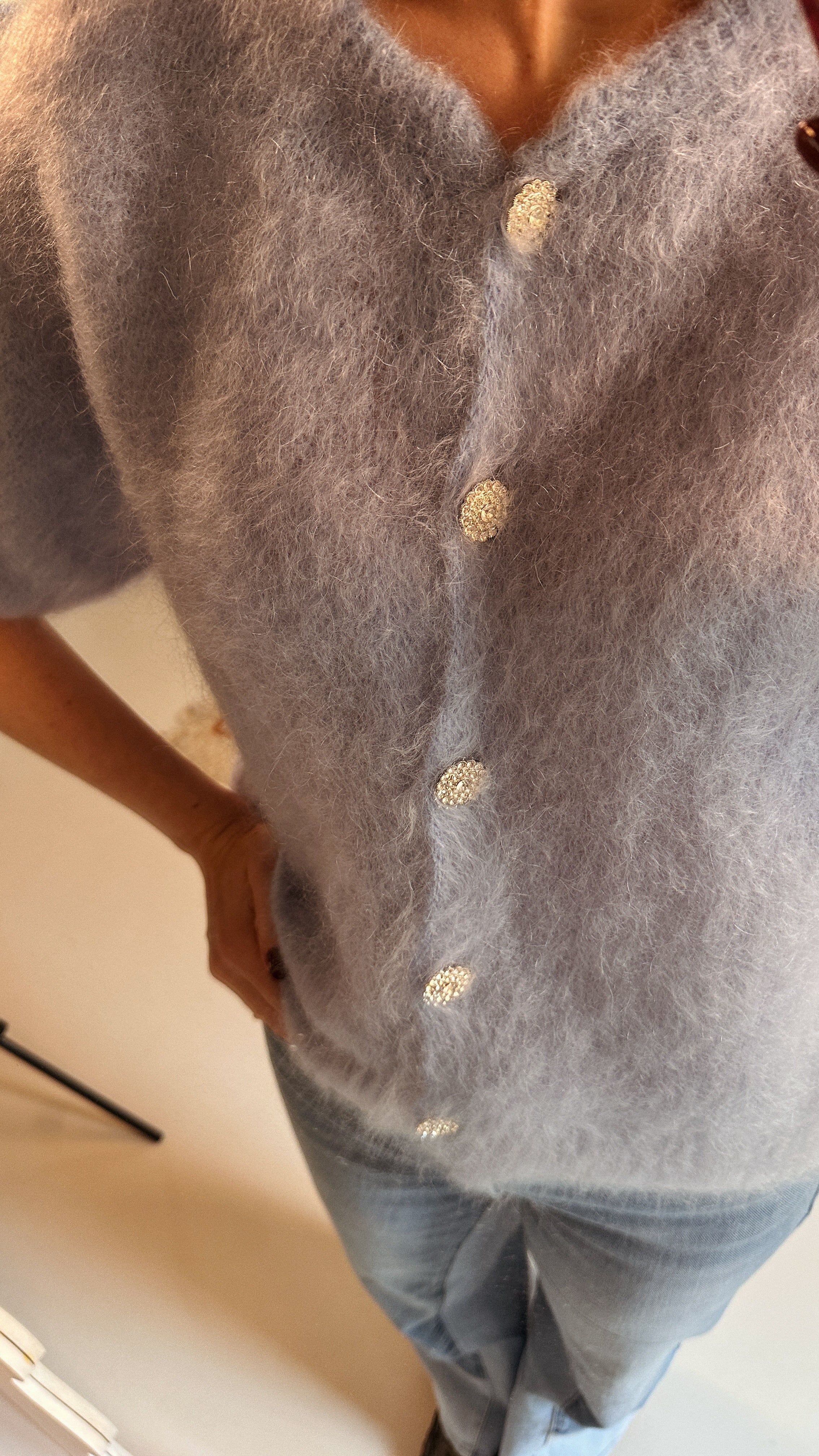 Nori trui lichtblauw korte mouw