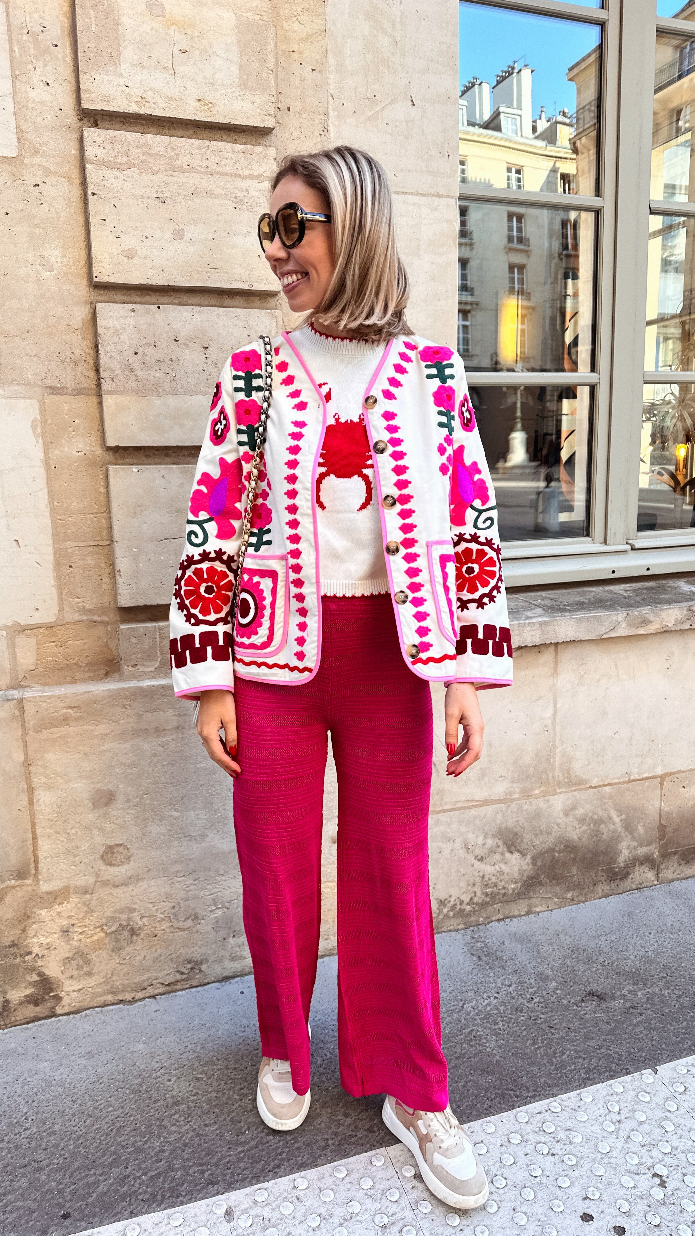Fuchsia gehaakte broek