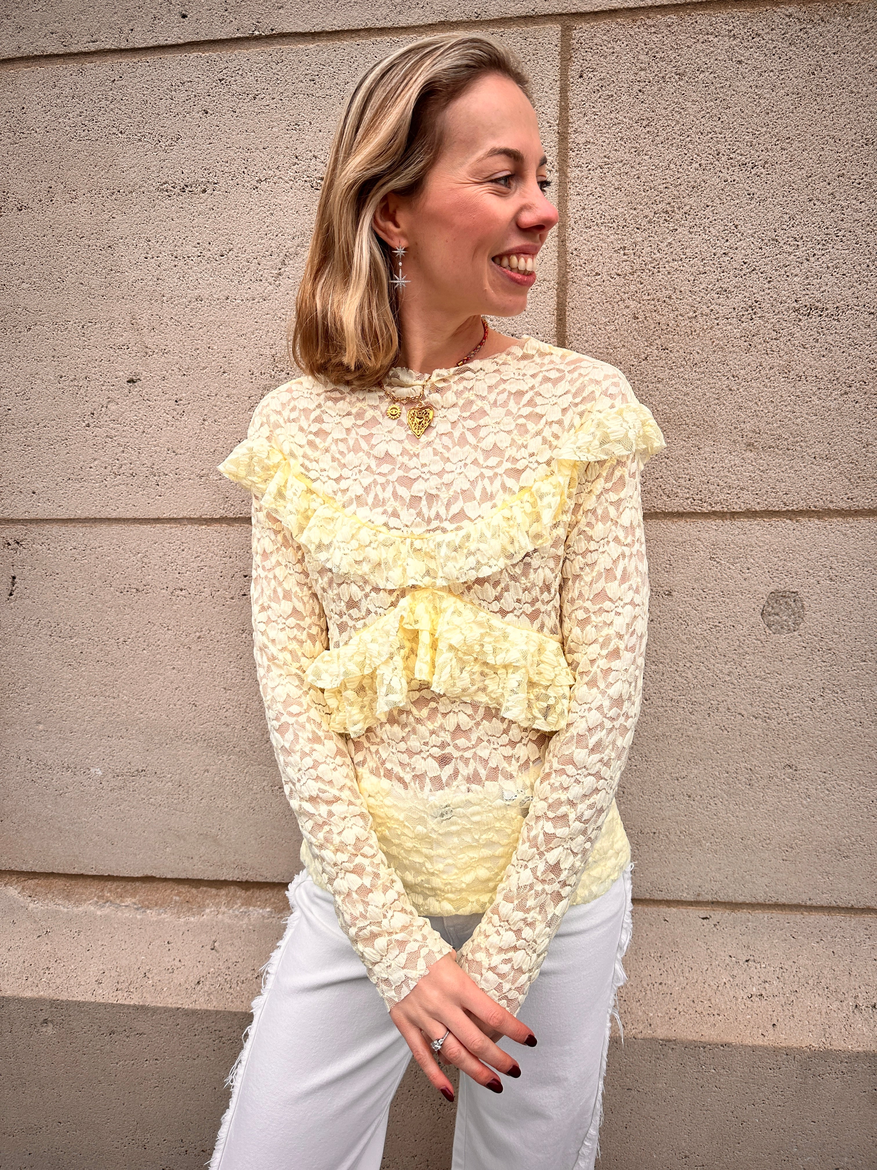 Fleur butteryellow kanten top