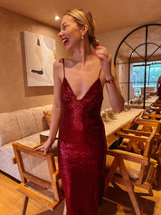 Lea jurk burgundy pailletten